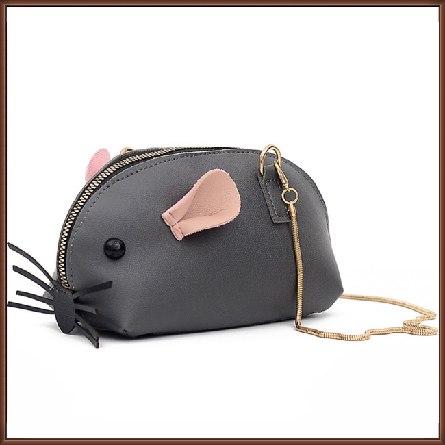 Túi Da PU Đeo Chéo Hình Động Vật Phối Dây Xích Thời Trang Cho Nữ