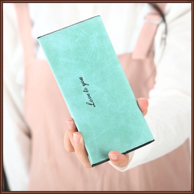 Ví Mỏng Bề Mặt Nhám Có Nhiều Ngăn Đựng Thẻ Dành Cho Nữ Sinh