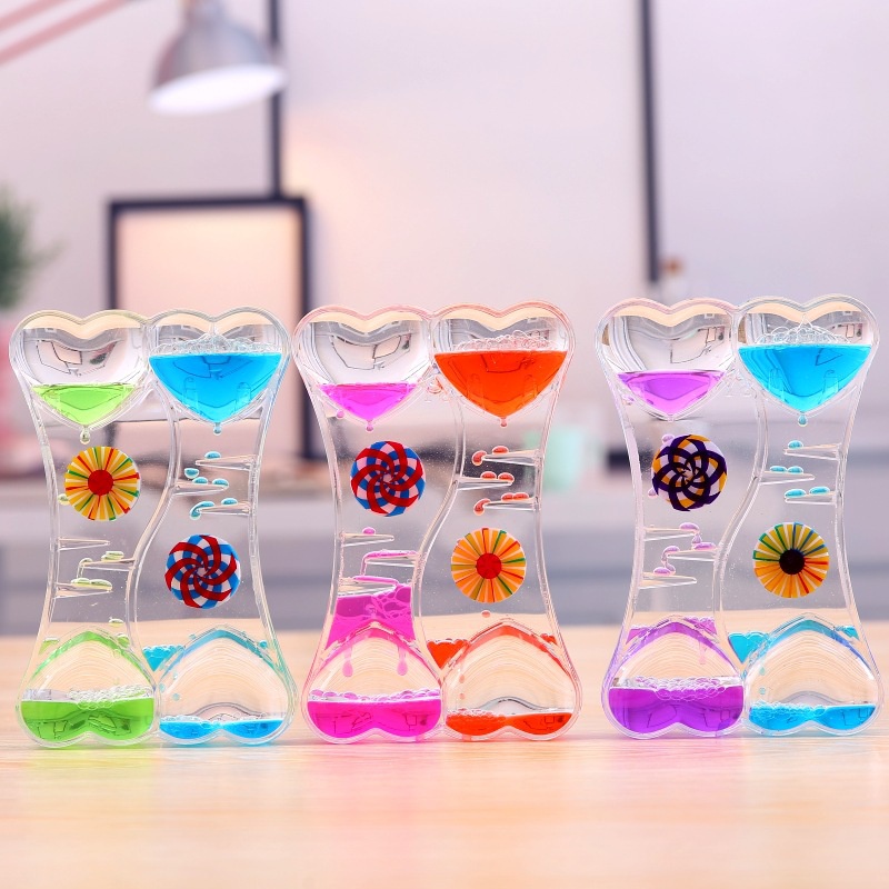 Đồng Hồ Cát Bằng Acrylic Hình Trái Tim Đôi / Giọt Dầu Nén Khí Dành Cho Học Sinh
