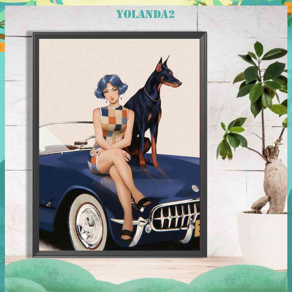 Tranh Đính Đá Kim Cương Toàn Bộ 5D DIY Hình Vẽ Cô Gái Trang Trí Nhà Cửa