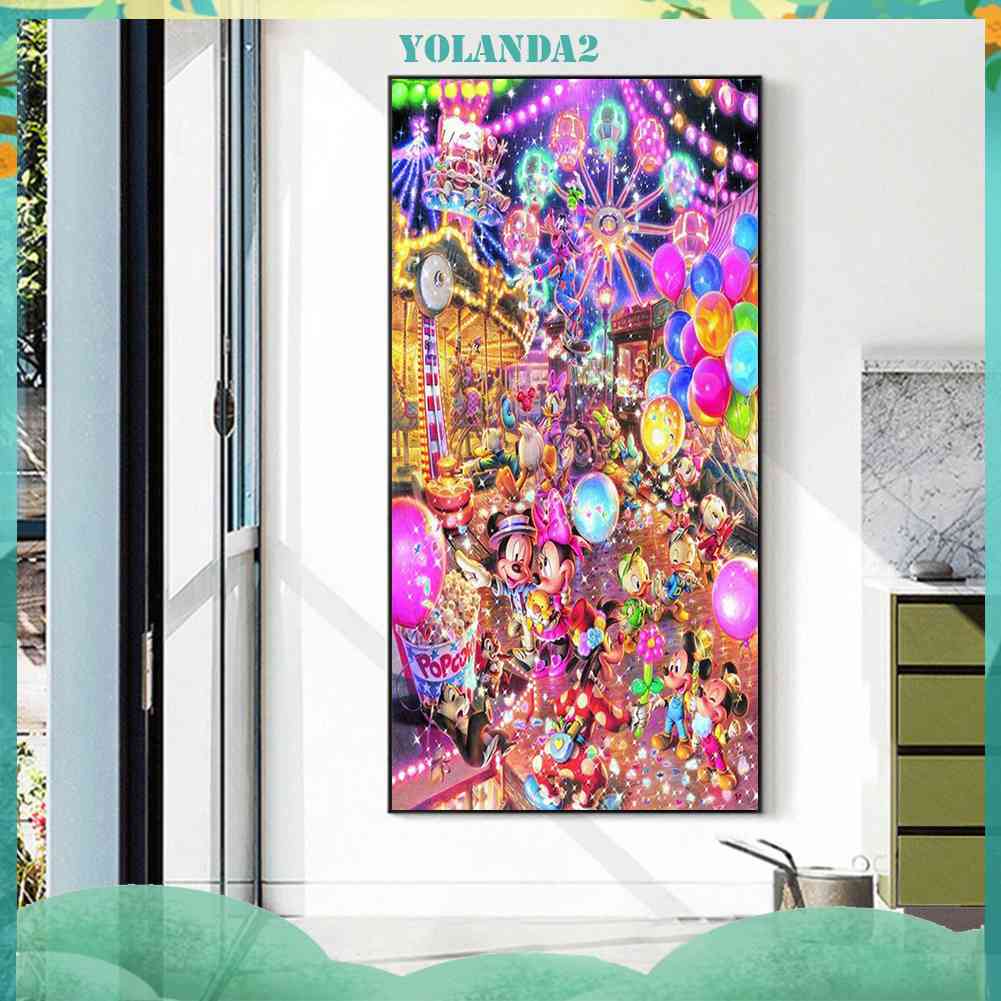 Bộ Tranh Đính Đá 5D Họa Tiết Hoạt Hình Mickey Minnie Độc Đáo DIY Dùng Trang Trí Nhà Cửa