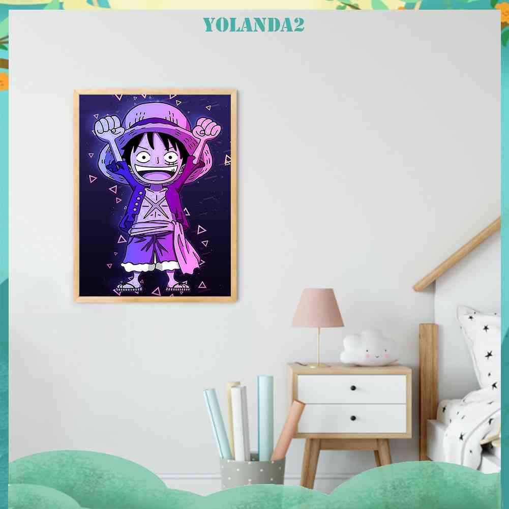 Tranh Đính Đá Kim Cương Toàn Bộ 5D DIY Hình Vẽ Khỉ Luffy Thủ Công Trang Trí Nhà