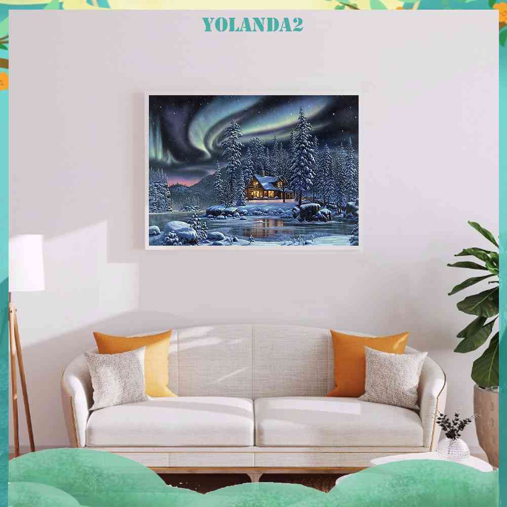 Tranh Đính Đá Kim Cương Toàn Bộ 5D DIY Hình Vẽ Làng Quê Aurora