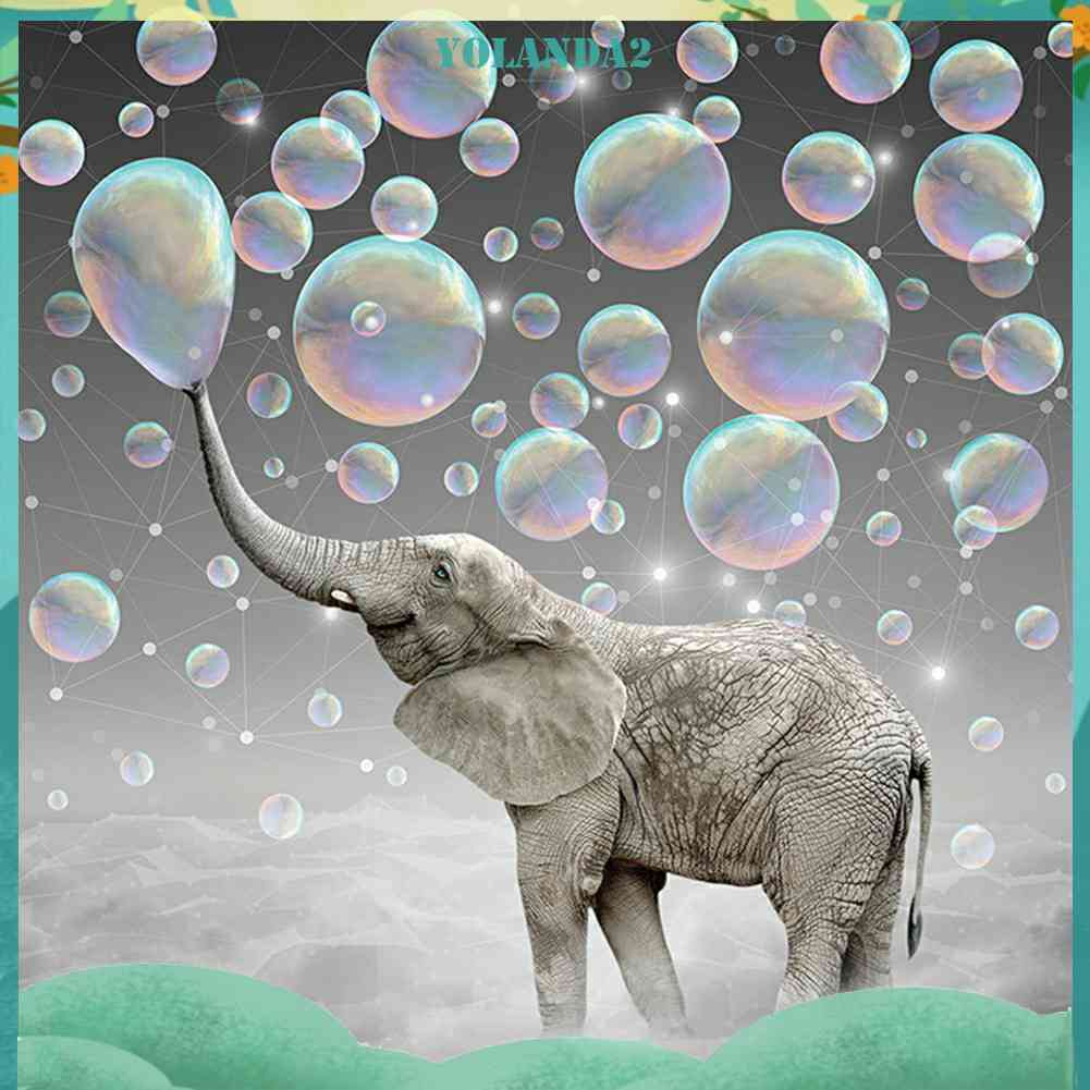 Bộ Tranh Đính Đá Tự Làm Toàn Diện Hình Voi Và Bong Bóng Cầu Vồng