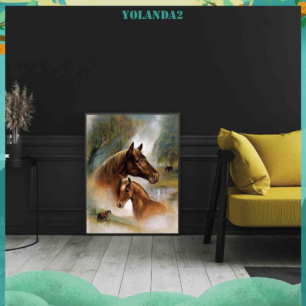 Tranh Đính Đá Kim Cương Toàn Bộ 5D DIY Hình Vẽ Ngựa Prairie