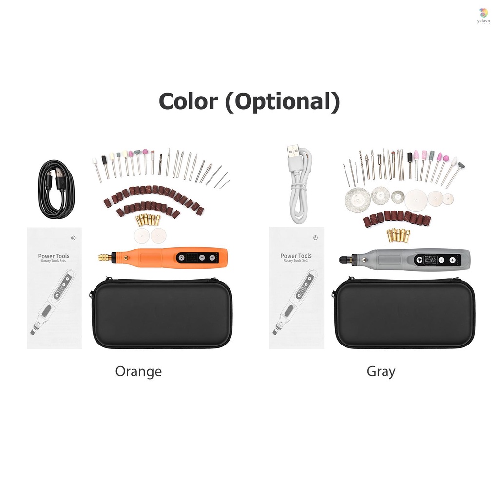 Bộ Dụng Cụ Khoan Điện Mini Cầm Tay Không Dây Sạc USB 5 Tốc Độ Kèm Đèn LED Đa Năng