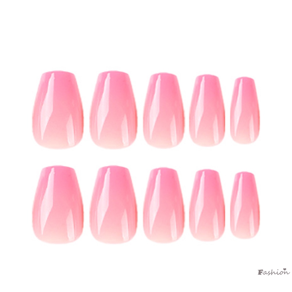 Toàn Bộ Móng Tay Giả Ngắn Màu Hồng Gradient Ngọt Ngào