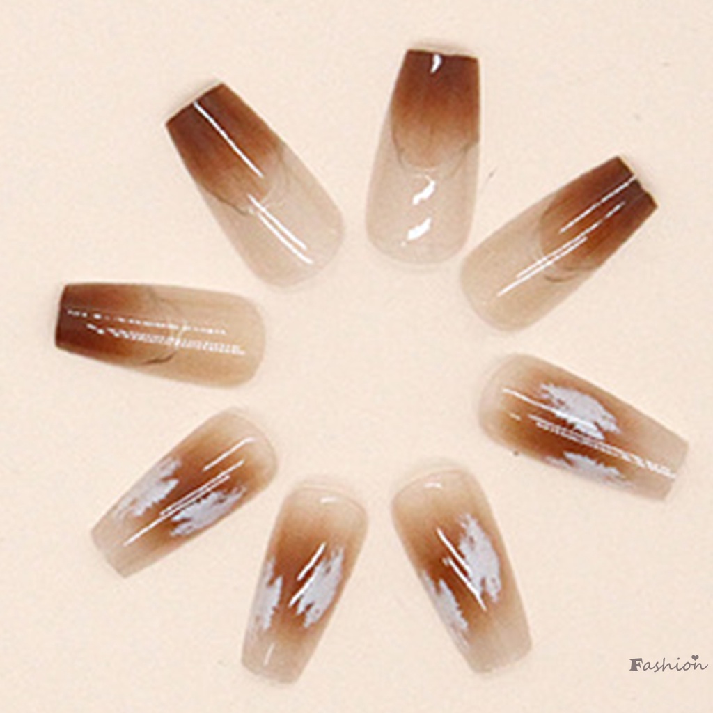 Móng Tay Giả Màu Trắng Đính Sequin Lấp Lánh