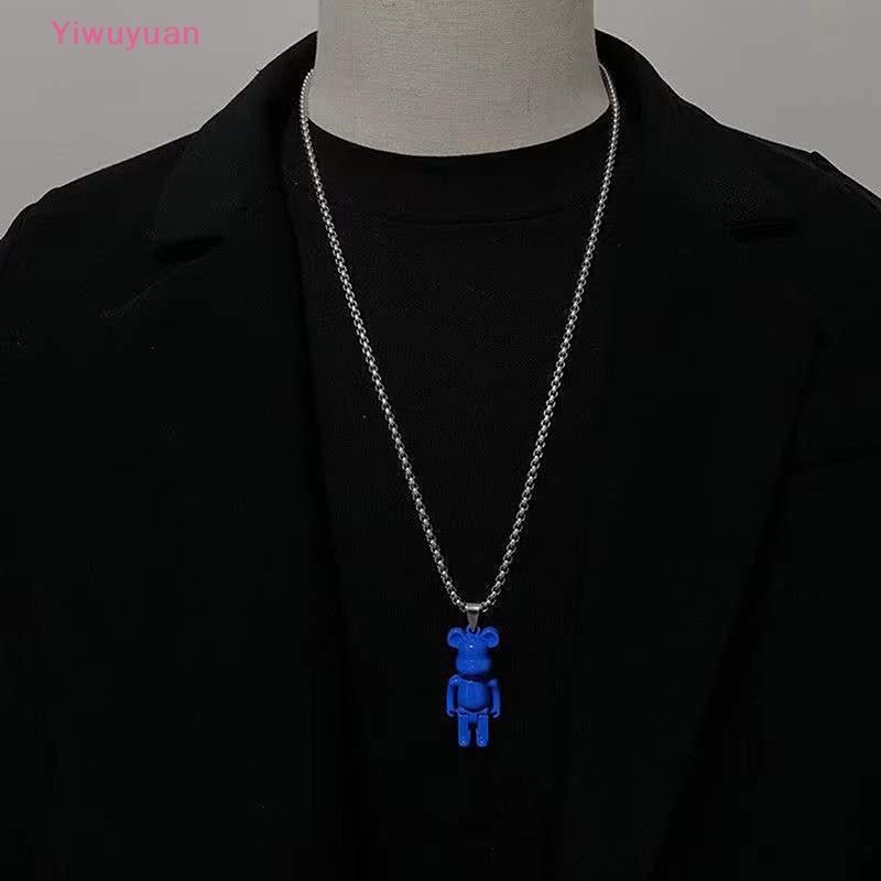 < Yiwuyuan > Vòng cổ Hình Gấu Clein Màu Xanh Dương Phong Cách Hip Hop Thời Trang Mới Cho Nam Và Nữ