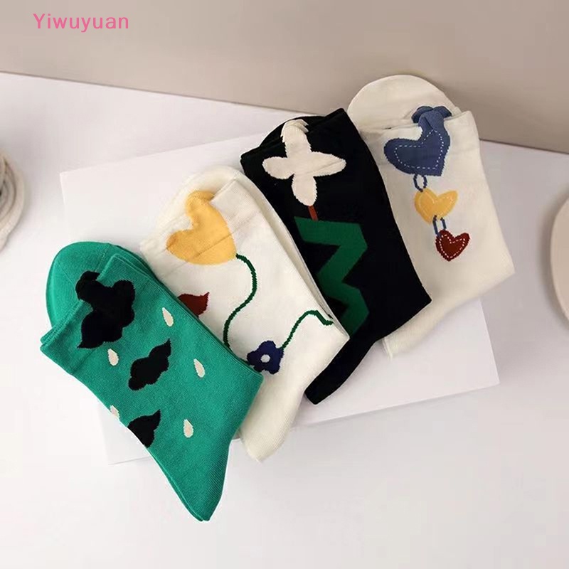 1 Đôi Tất Cotton Thoáng Khí Thời Trang Harajuku Nhật Bản Mới