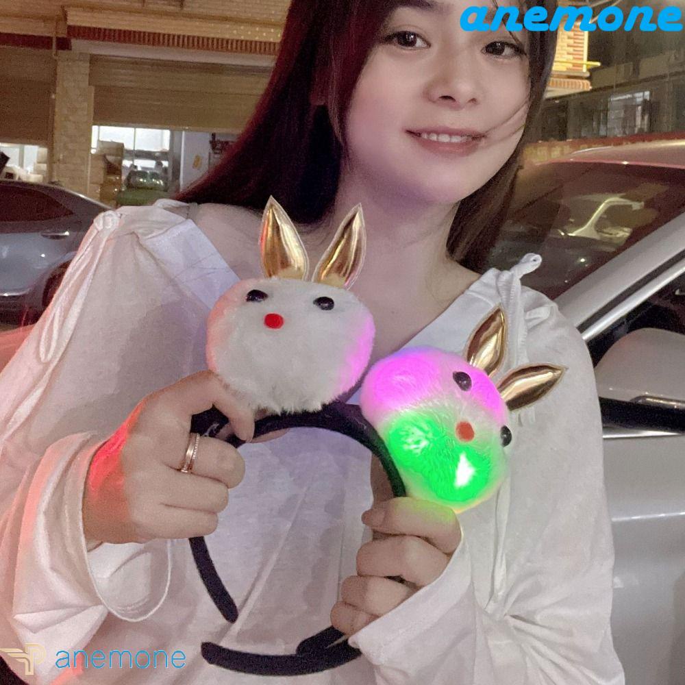 Băng Đô Cài Tóc Hình Thỏ Bông Có Đèn Sáng Tạo Mừng Năm Mới