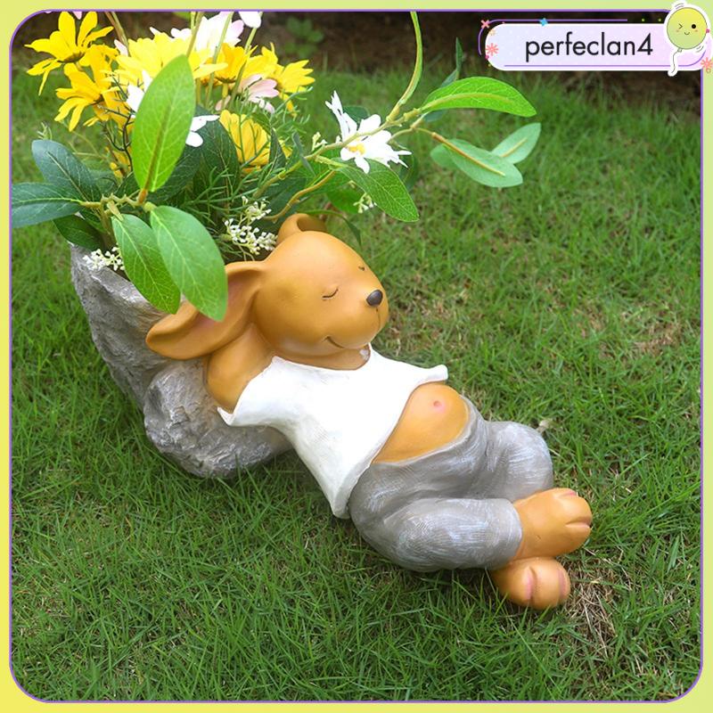 Chậu Cây Sen Đá Resin Hình Thỏ Điêu Khắc Thủ Công Trang Trí