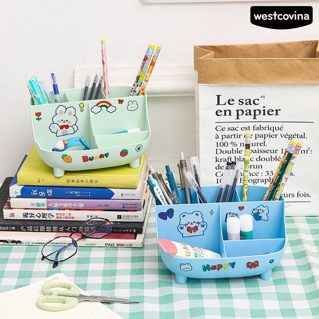 [COD]♪1 Bộ Giá Đỡ Bút 6 Ngăn Chống Nước Chống Bụi Chịu Tải Mạnh