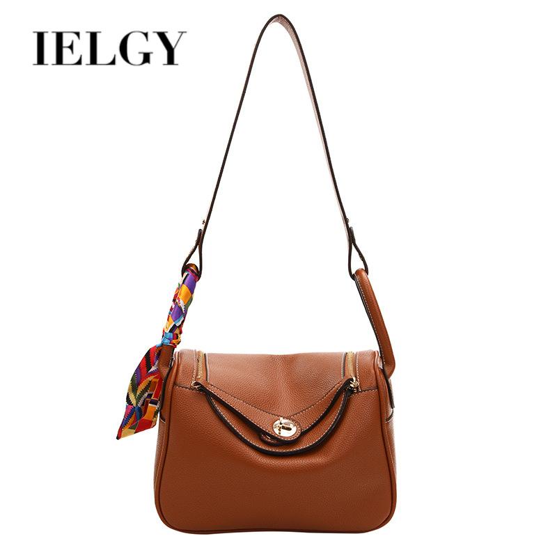 Ielgy Túi Xách Một Bên Vai Họa Tiết Vỏ Quả Vải Phong Cách retro Dành Cho Nữ