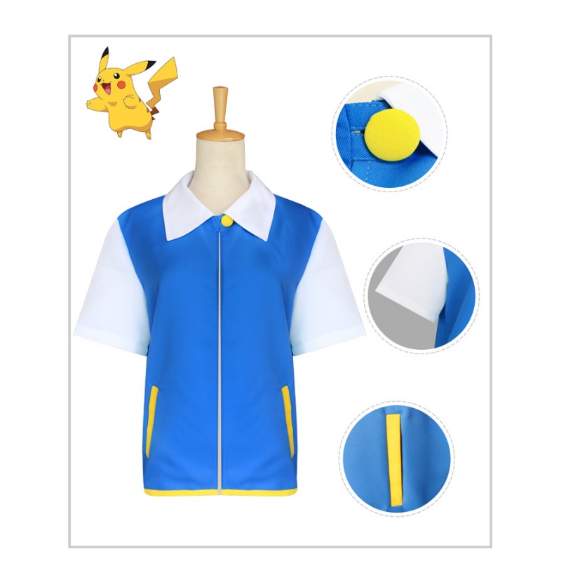 Set Áo Khoác Và Nón Cosplay Pokemon Màu Xanh Tro Cho Nam
