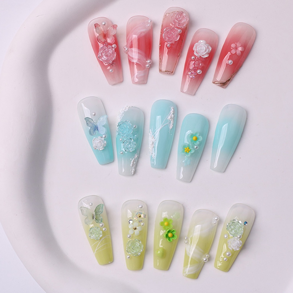 Set 2 Túi Phụ Kiện Trang Trí Móng Tay Nghệ Thuật Hình Hoa Hồng Bằng Nhựa Resin DIY