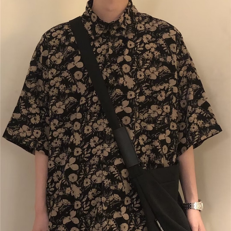 Áo Sơ Mi Tay Ngắn Oversize In Họa Tiết Thời Trang Hàn Quốc Cho Nam