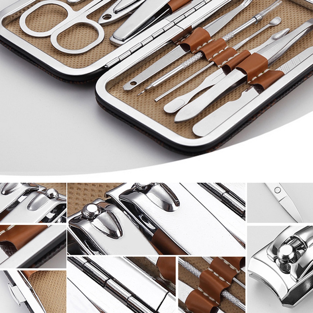 Bộ 10 Dụng Cụ Chăm Sóc Móng Bằng Thép Không Gỉ Tiện Dụng