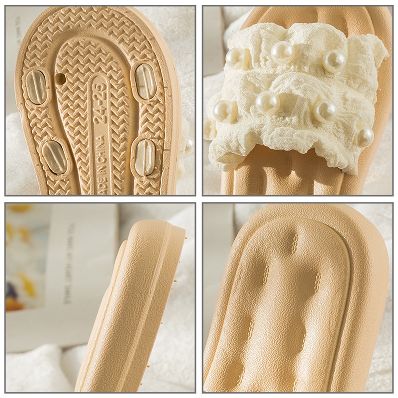 Dép Công Chúa Đế Mềm Đính Ngọc Trai Chống Trượt Thoáng Khí Cho Bé Gái