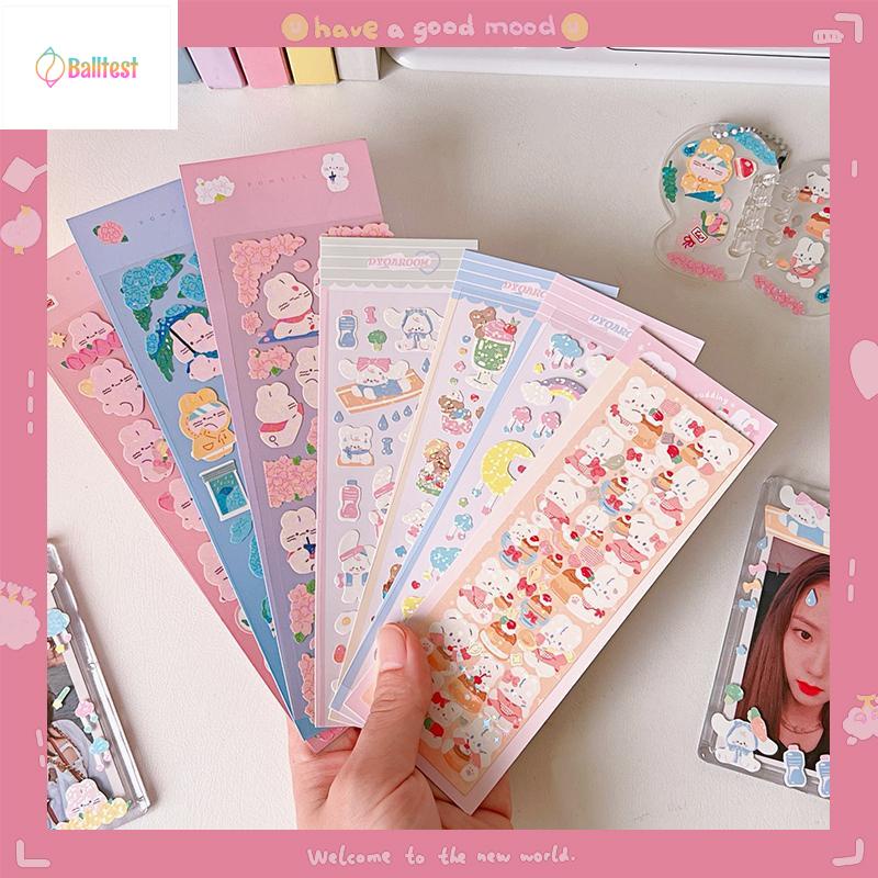 💜Sticker cute thỏ Lấp Lánh Phong Cách Hàn Quốc Trang Trí DIY Laptop, Sách Vở Học Tập