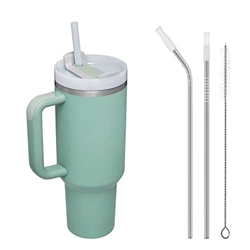 Bình Nước Giữ Nhiệt Bằng Thép Không Gỉ Có Tay Cầm Và Ống Hút Dung Tích 40Oz (Khoảng 1200ml) Phù Hợp Cho Nam Và Nữ