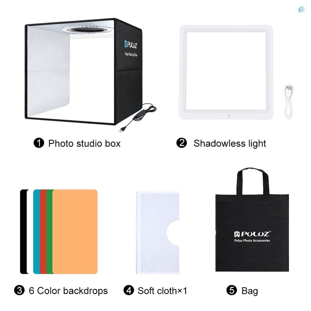 Hộp Đèn LED USB PULUZ PKT3200 30 * 30 * 30cm 5500K Có Thể Gập Lại Kèm 6 Màu Cho Studio Chụp Ảnh