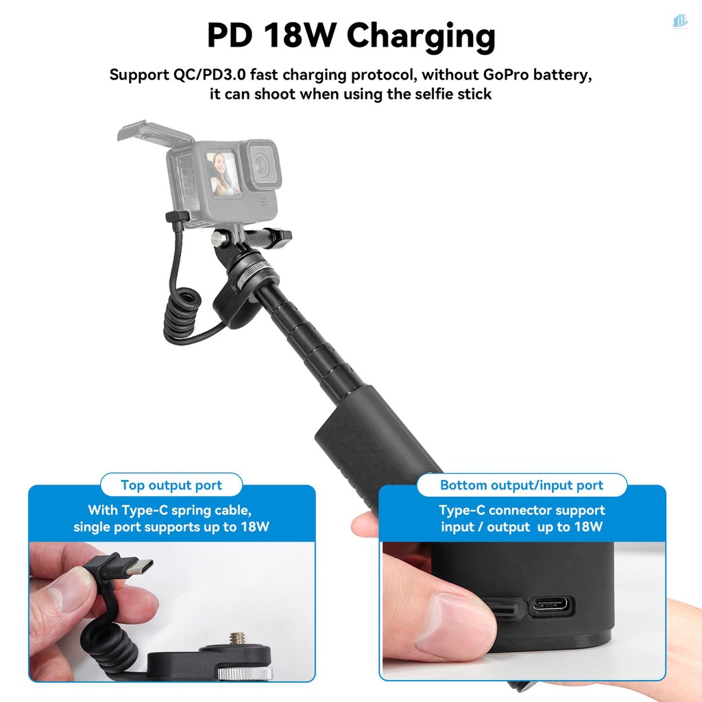 TELESIN Gậy Selfie TE-CSS-001 Sạc Nhanh QC / PD3.0 90CM Bằng Nhựa Resin Kèm Vít 1 / 4 Inch