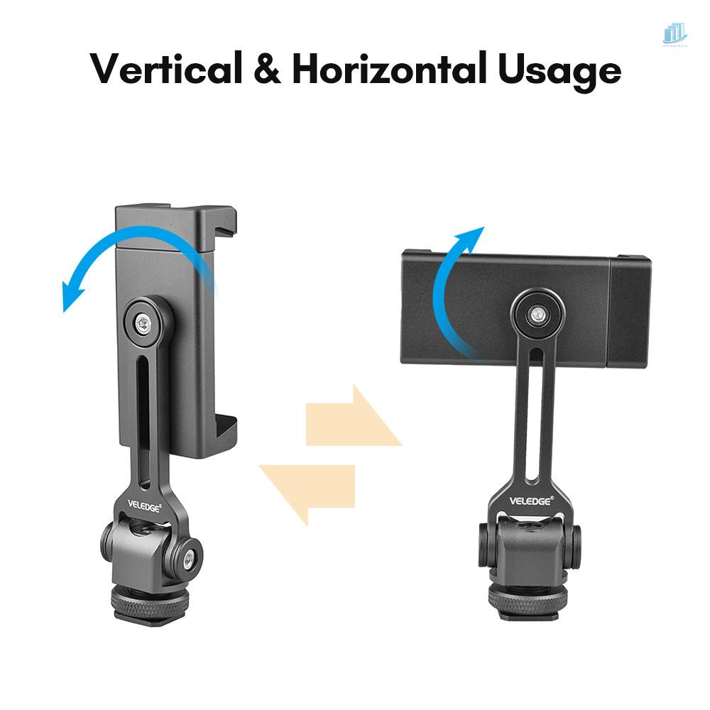 Giá Đỡ Điện Thoại Bằng Hợp Kim Nhôm Xoay 360 Độ Tiện Dụng° Giá Đỡ Điện Thoại Có Thể Xoay Được Kèm Ngàm Gắn Đôi Cho Smartphone Vlog Selfie Live Streaming Video Recording