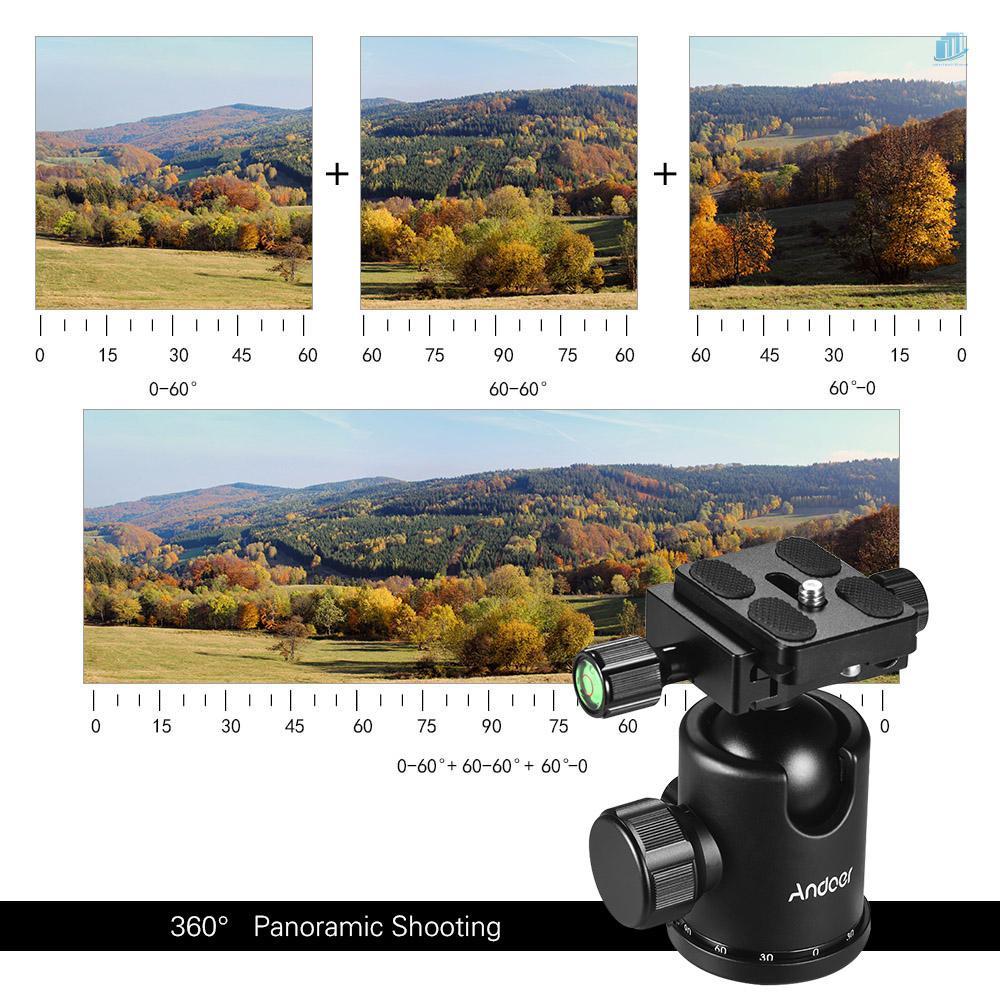 Đầu Bi Andoer Xoay 360 Độ Với Lỗ Vít 1 / 4inch 3 / 8inch Cho Máy Ảnh DSLR Max. 15kg