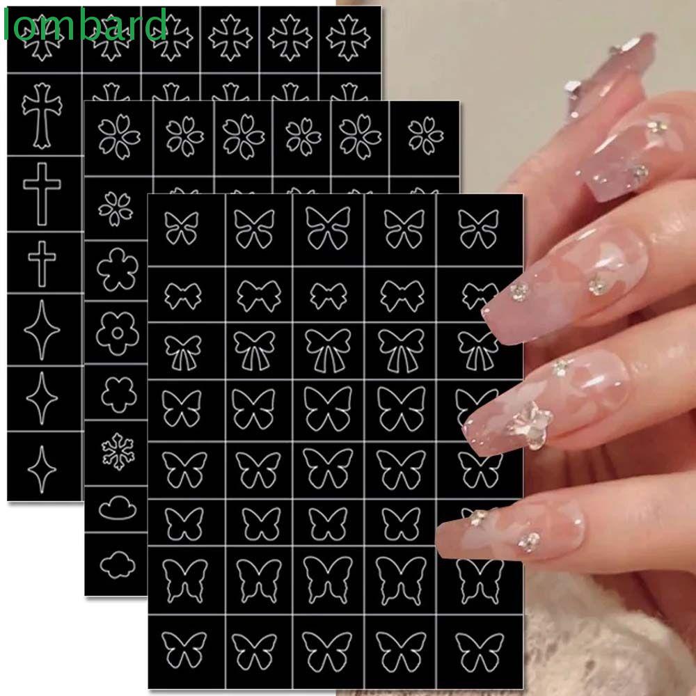 Miếng Dán Móng Tay Hình Hoa Bướm Chữ Thập Thời Trang Pháp