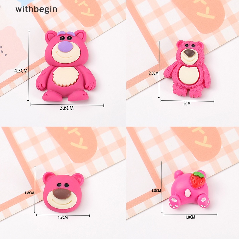 1 Tượng Gấu Dâu Tây Hoạt Hình Mini Bằng Nhựa Resin DIY Trang Trí Sổ Tay