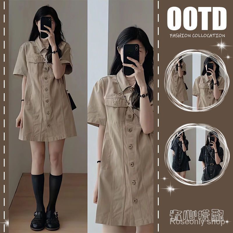 Đầm Denim Tay Ngắn Dáng Rộng Thời Trang Mùa Hè 2023 Cho Nữ