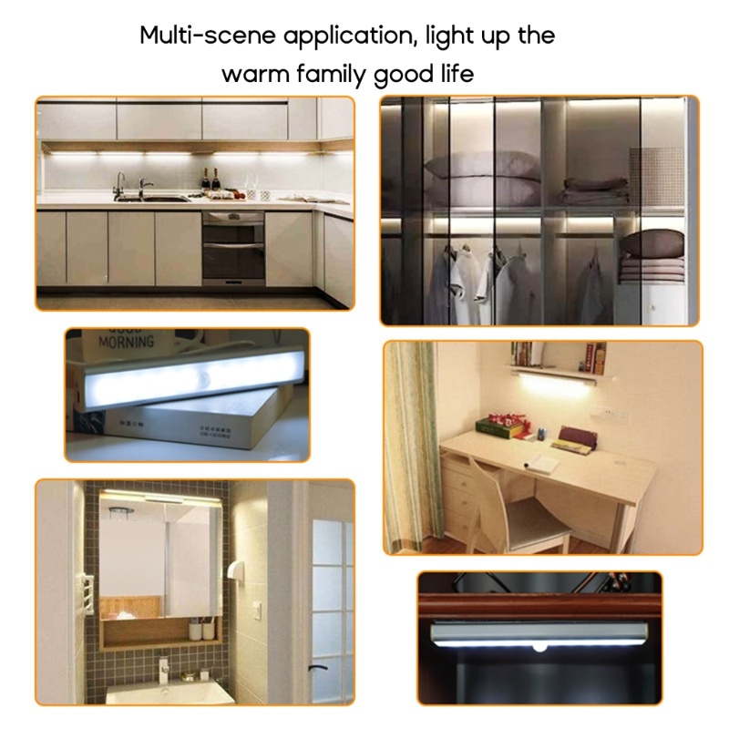 Đèn Led 10 Bóng Có Cảm Biến Chuyển Động Dùng Cho Tủ Quần Áo / Cầu Thang / Hành Lang