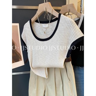 Áo Thun Tay Ngắn Cổ Chữ U Dáng Rộng Bằng Lụa Lạnh Cao Cấp Phong Cách Hàn Quốc