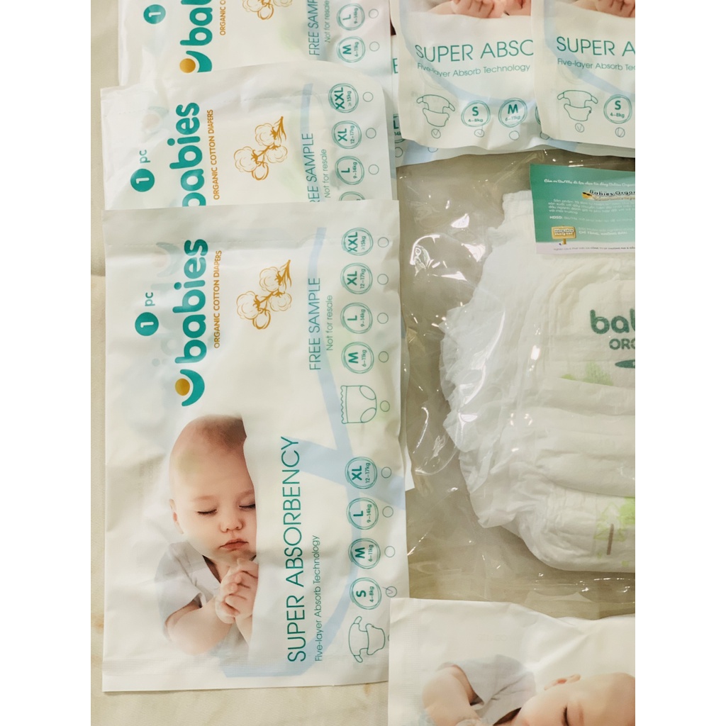 [Chính hãng] Bỉm Dùng Thử BABIES ORGANIC Tinh Chất Lô Hội, Siêu Mỏng, Thấm Hút Nhanh