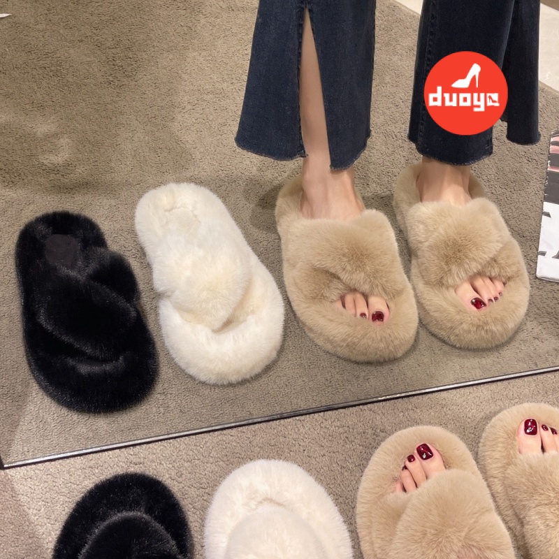Duoya Dép Bông Dày 4cm Đế Mềm Thời Trang Thu Đông Dành Cho Nữ