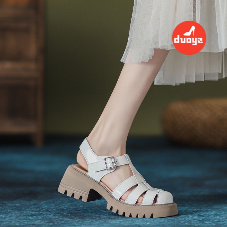 Duoya Tóc Thẳng ~ [Hàng Có Sẵn] Giày Sandal La Mã Đế Dày Bằng Da Mềm Mại Thời Trang Mùa Hè Cho Nữ Miễn Phí Vận Chuyển