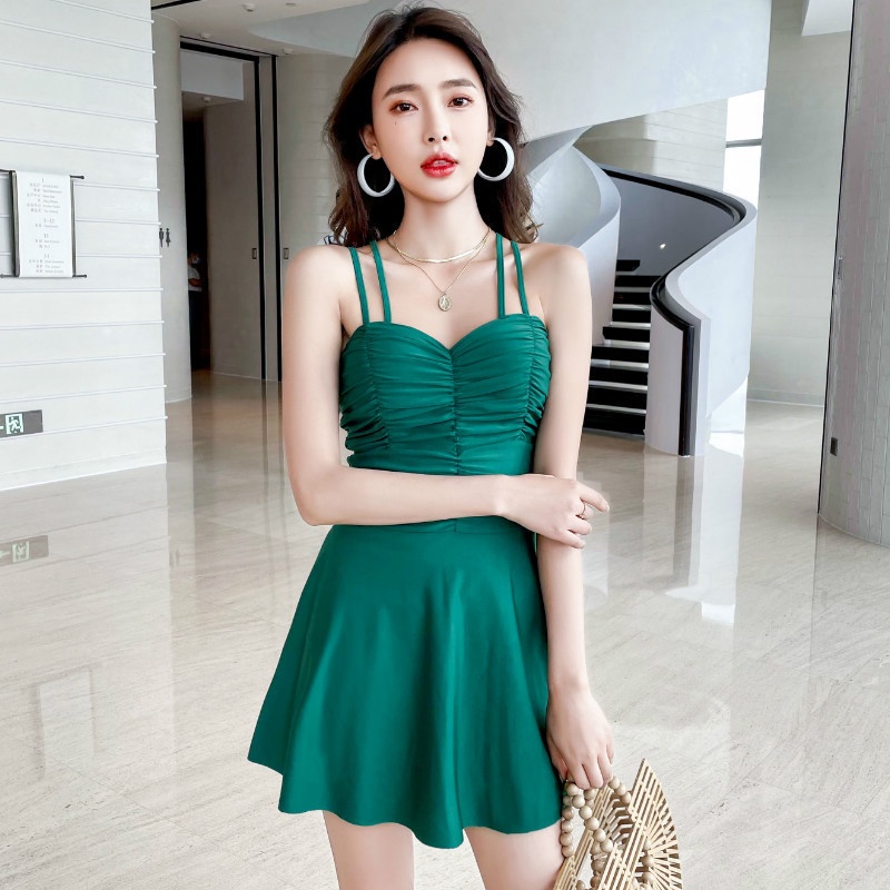 Đồ Bơi Một Mảnh Màu Trơn Ôm Dáng Phong Cách Hàn Quốc Cho Nữ