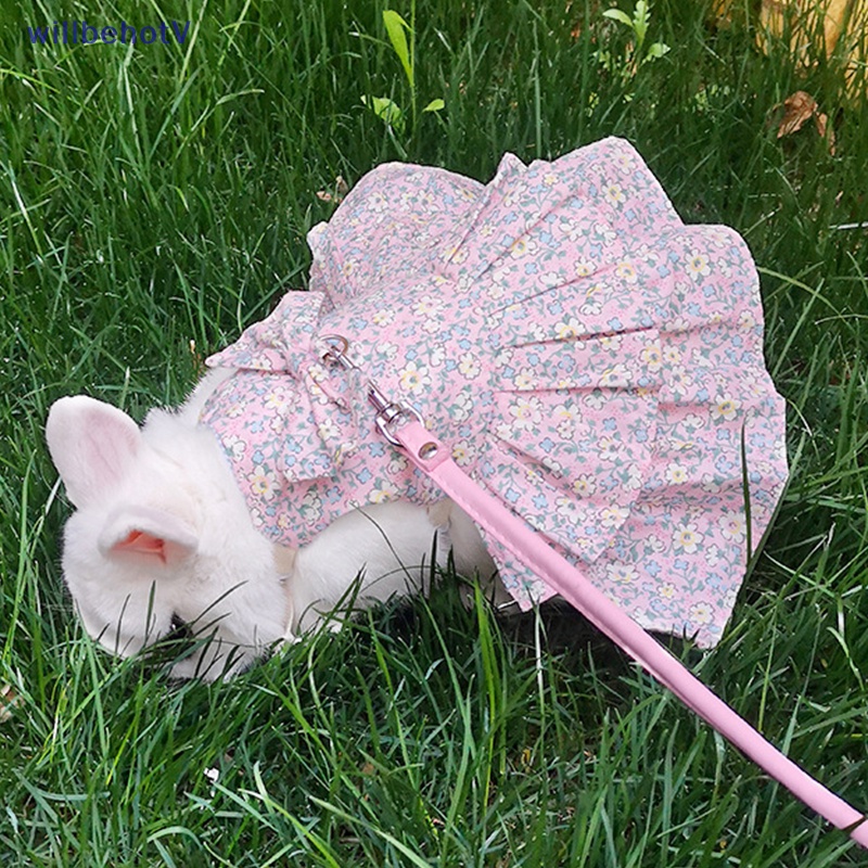 [WillbehotV] Bộ Áo Sát Nách + Chân Váy Hoa Mềm Mại Có Dây Dắt Cho Thú Cưng Đi Du Lịch [Mới]