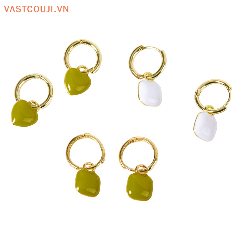 1 Đôi Bông Tai Hình Vuông / Trái Tim Phong Cách Pháp Cổ Điển Thời Trang Cho Nữ