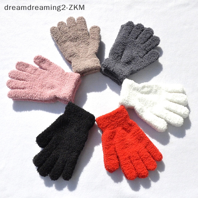 Găng Tay Lông Cừu San Hô Dày Dặn Mềm Mại Giữ Ấm Mùa Đông Cho Bé 5-11 Tuổi