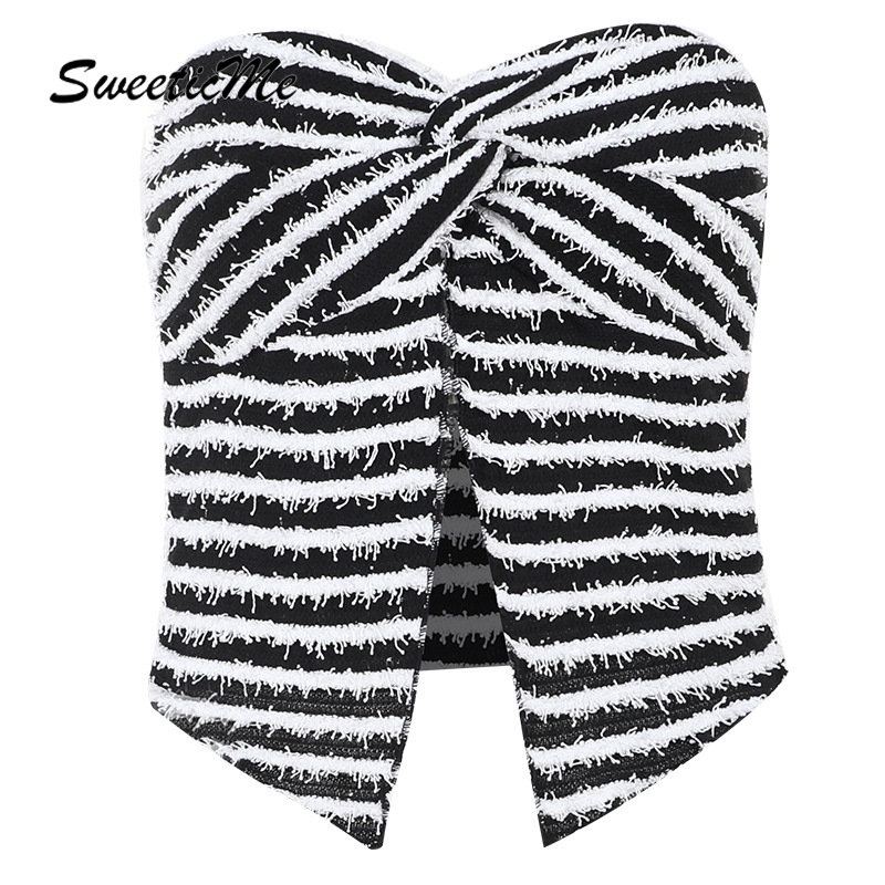 Áo Ống Dáng Ôm Họa Tiết Kẻ Sọc Màu Tương Phản Thời Trang 2023 Cho Nữ