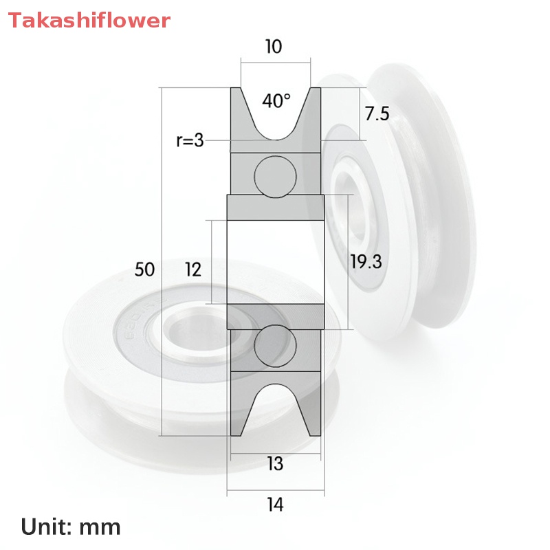 Bánh Xe Ròng Rọc 12 * 50 * 13mm Bằng Thép Chất Lượng Cao