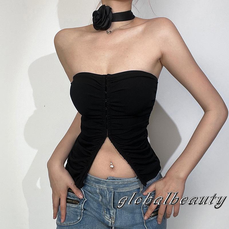 Gb-áo Ống Hở Vai Có Khóa Cài Trung Tâm Với Vòng Cổ Hoa Cho Nữ