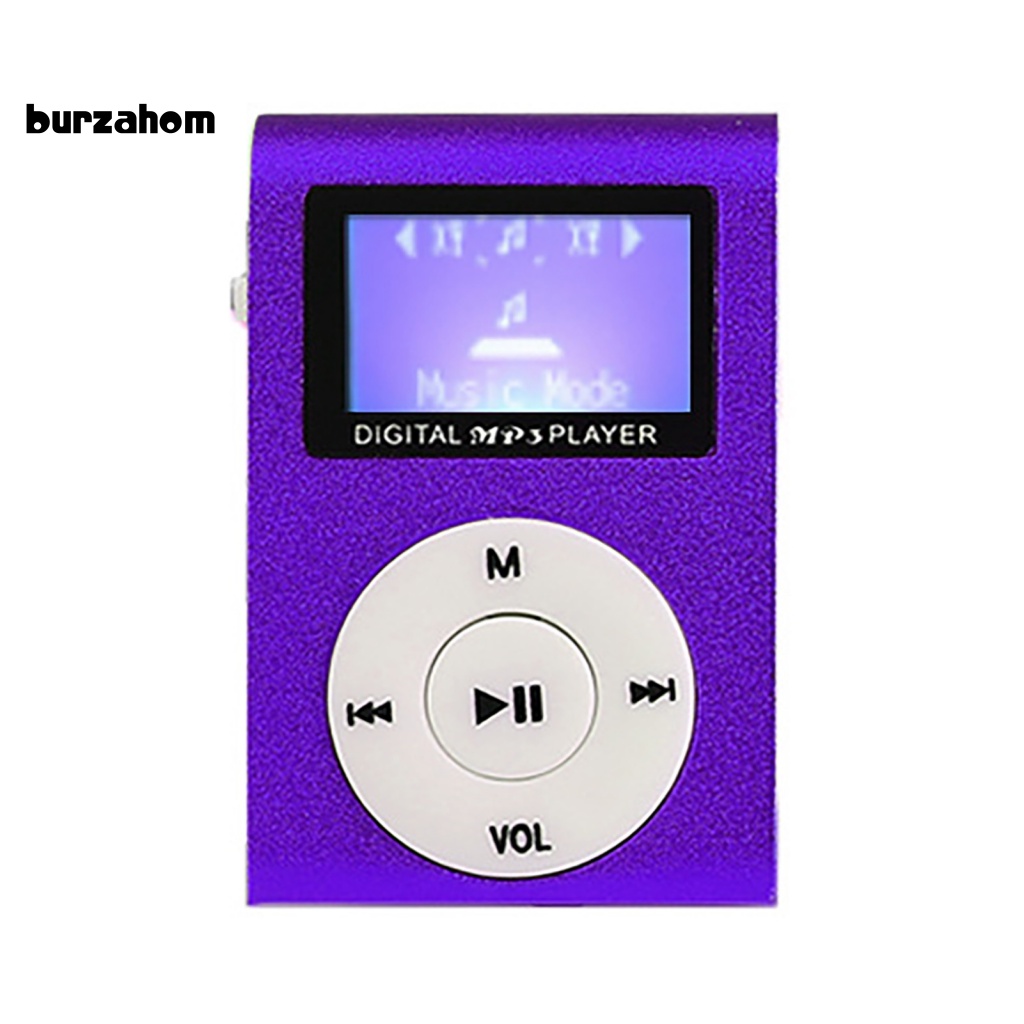 Máy Nghe Nhạc MP3 Mini Màn Hình LCD Hỗ Trợ Thẻ TF Có Kẹp Kim Loại Cổng USB