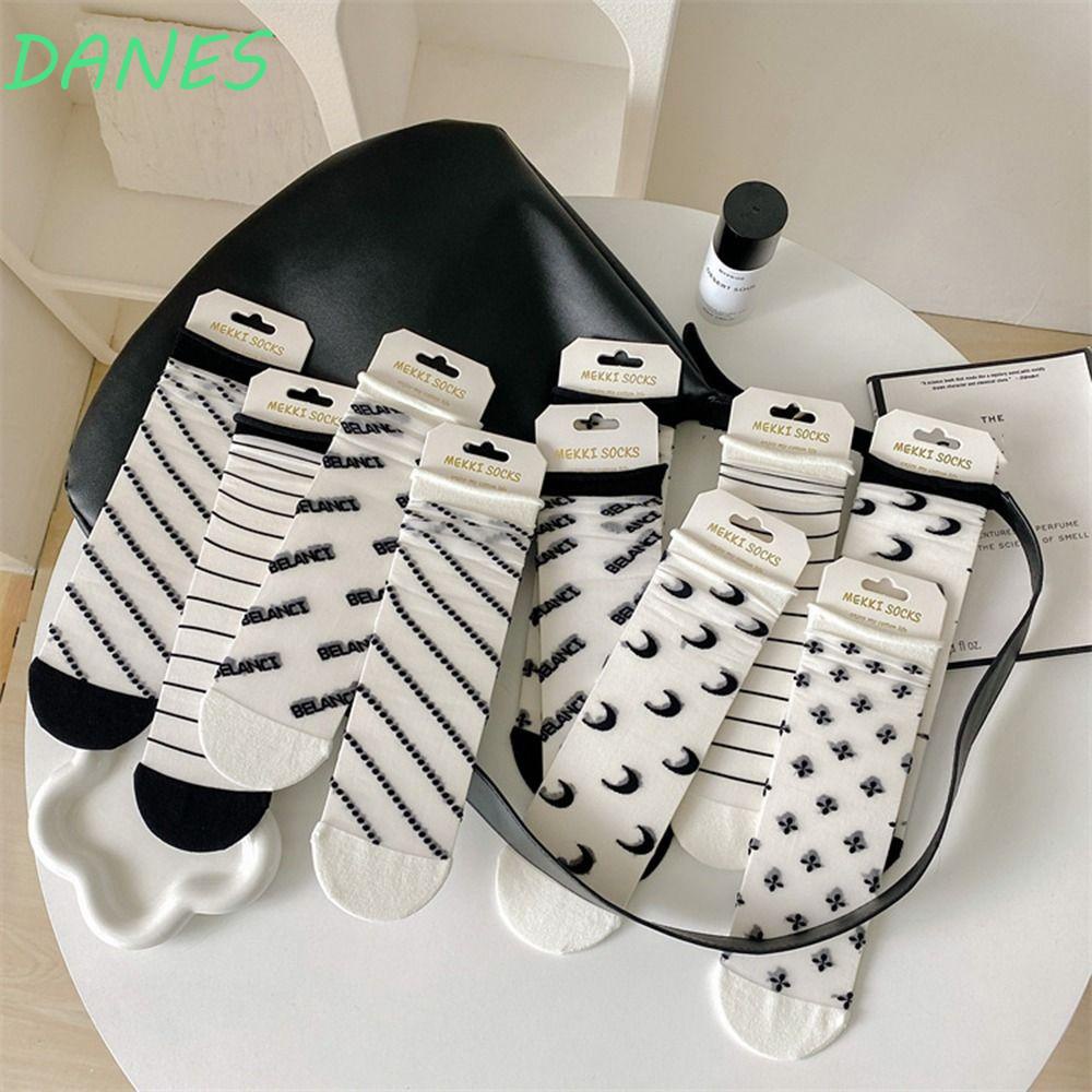 Vớ Cổ Cao Siêu Mỏng In Họa Tiết Kẻ Sọc / Mặt Trăng Thời Trang Cho Nữ