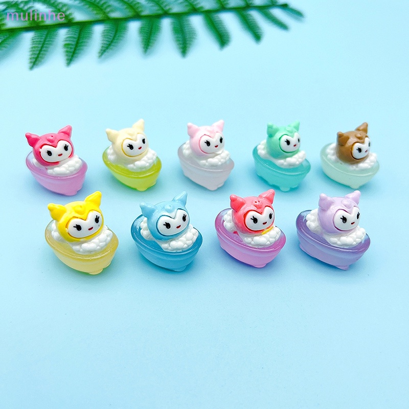Set 2 Đồ trang trí Bồn Tắm Kuromi Mini Dạ Quang Dùng Trang Trí Tiểu Cảnh
