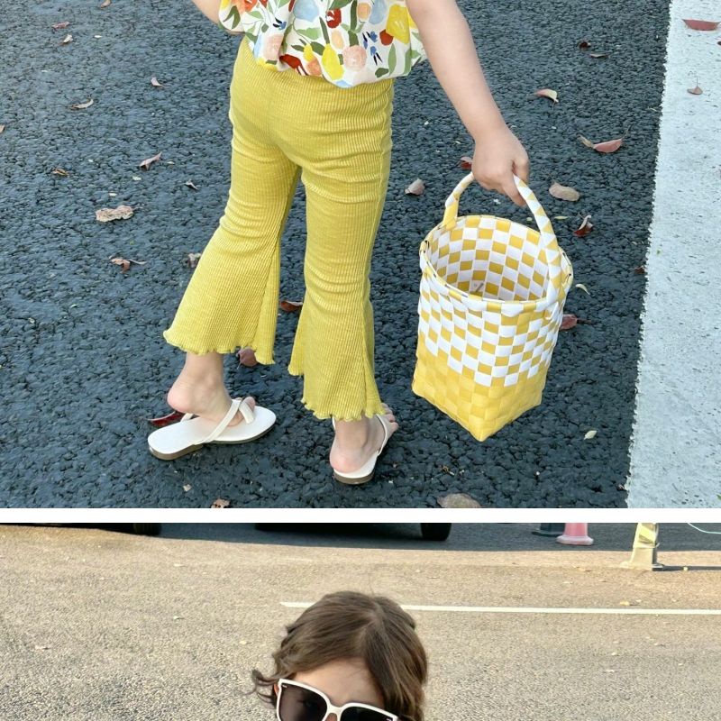 Set Áo Thun Tay Ngắn + Quần Yếm In Hoa Phong Cách Hàn Quốc Thời Trang Mùa Hè Cho Bé Gái