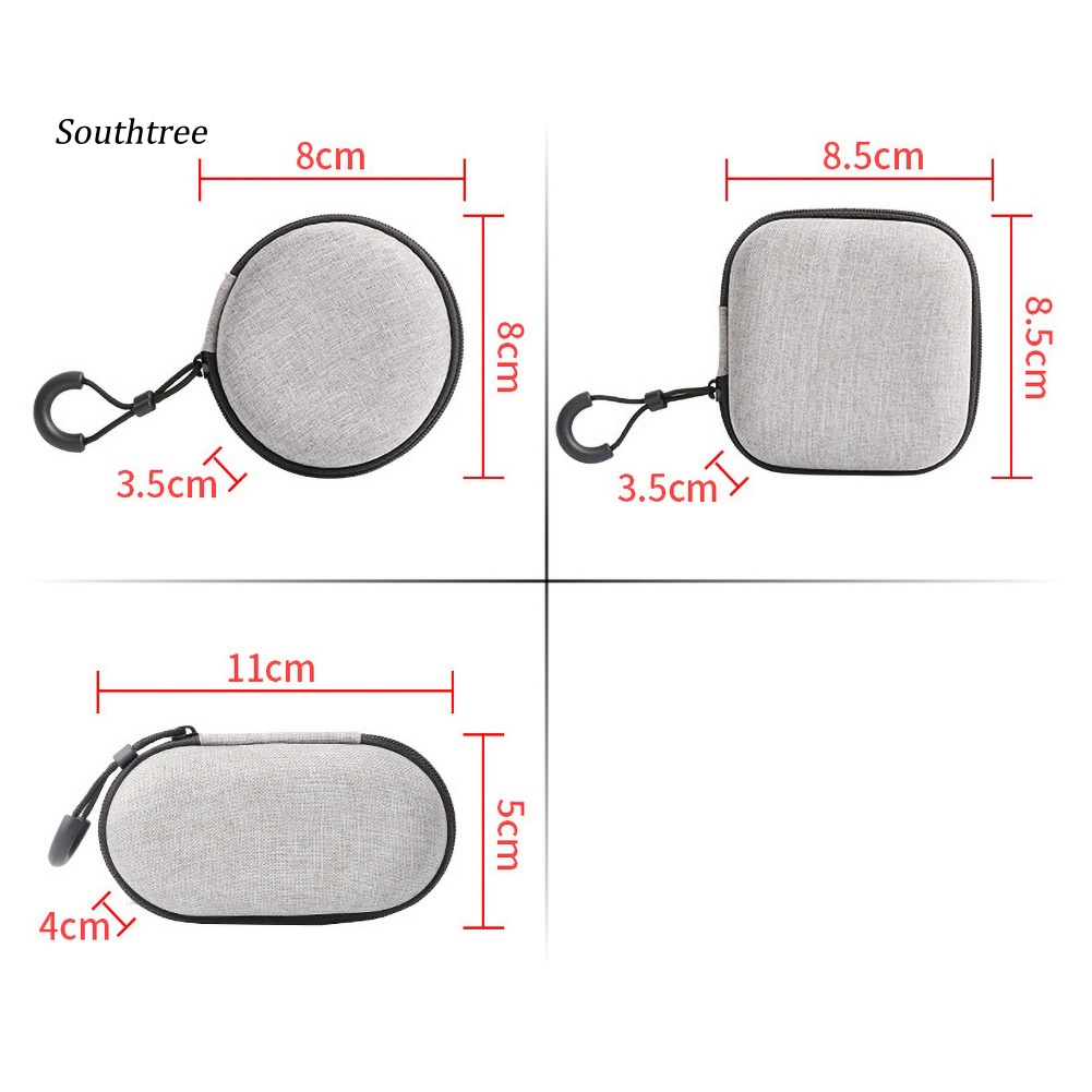 Bộ 2 Túi Đựng Tai Nghe Không Dây Bằng EVA Hình Vuông / Tròn Có Khóa Kéo Ốp