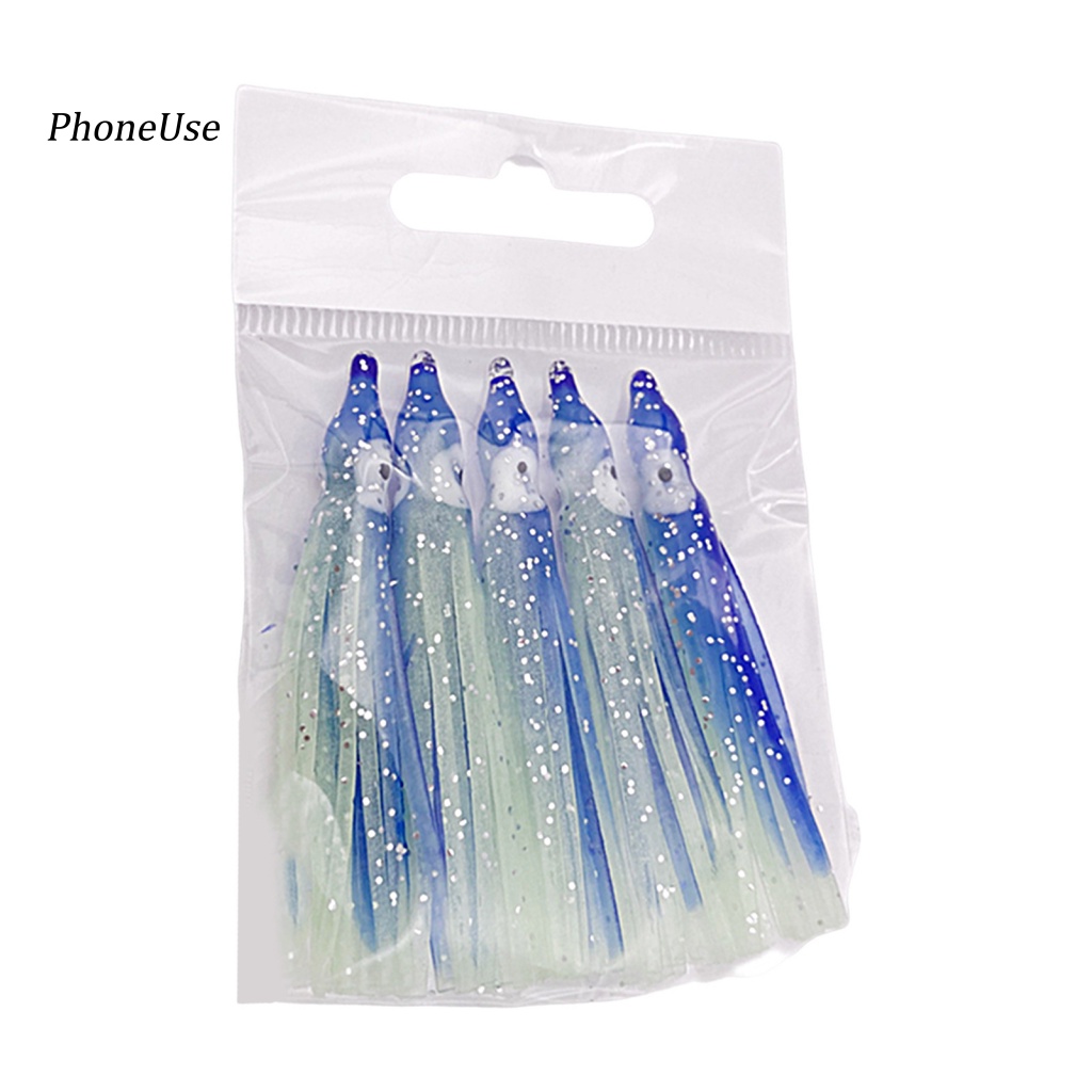 Bộ 5 Mồi Câu Cá Giả Hình Bạch Tuộc Mềm Hiệu Ứng Dạ Quang